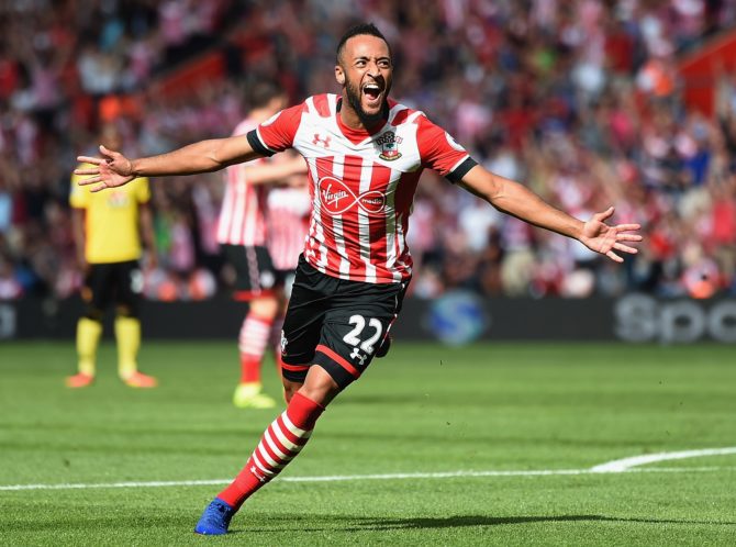 Nathan Redmond celebrates the first goal of Southampton’s season against Watford