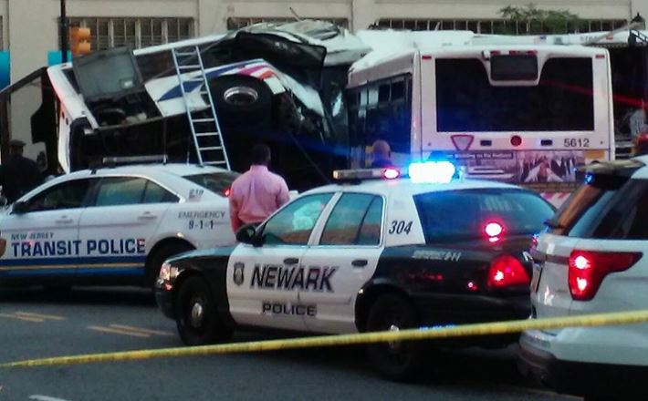 2 commuter buses collide in New Jersey