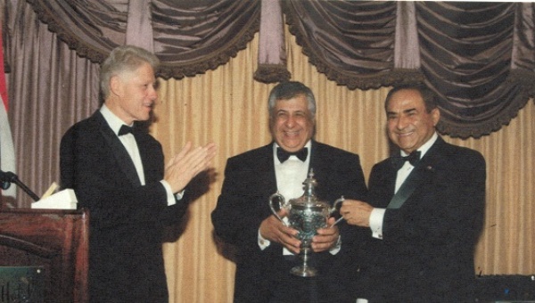 Former U.S. President Bill Clinton with Nigerian Lebanese billionaire Gilbert Chagoury in a 2005 Pride of Heritage Banquet event in Beverly Hills California