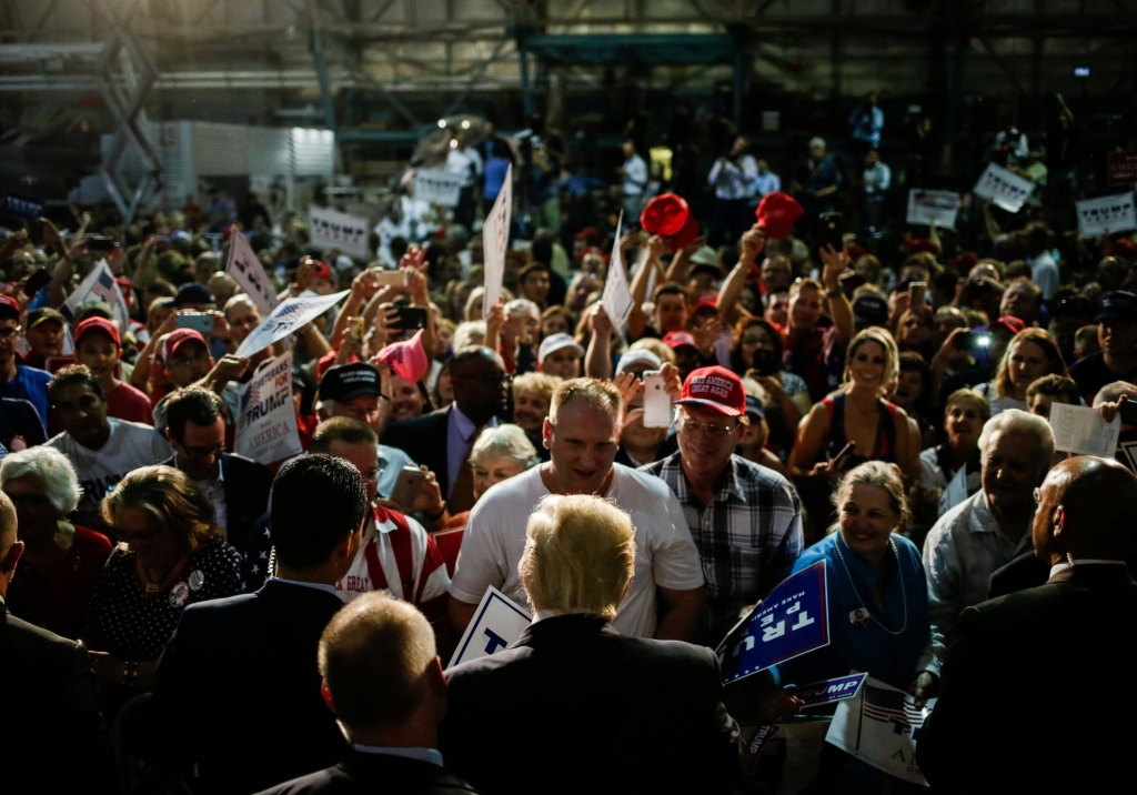 Nick Cote  The New York Times		
	Donald Trump at a rally in Denver on Friday