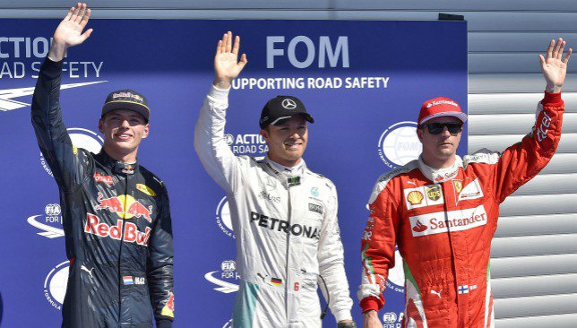 Nico Rosberg secured pole Max Verstappen in second and Kimi Raikkonen third