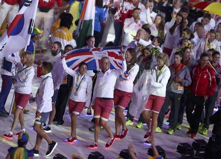 2016 Rio Olympics- Closing ceremony- Maracana- Rio de Janeiro Brazil- 21/08/2016. Athletes of Britain take part during the closing ceremony. REUTERS  Marcos Brindicci