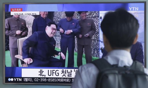 A man watches a TV news program showing a file footage of North Korean leader Kim Jong Un at Seoul Railway station in Seoul South Korea Wednesday Aug. 24 2016. North Korea on Wednesday fired a ballistic missile from a submarine into the sea in an app