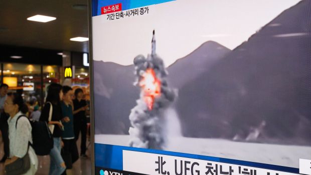 North Korea fired a ballistic missile from a submarine into the sea in an apparent protest against the start of annual