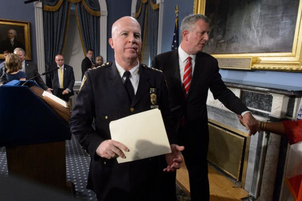 NYPD Chief of Department James O'Neill left and