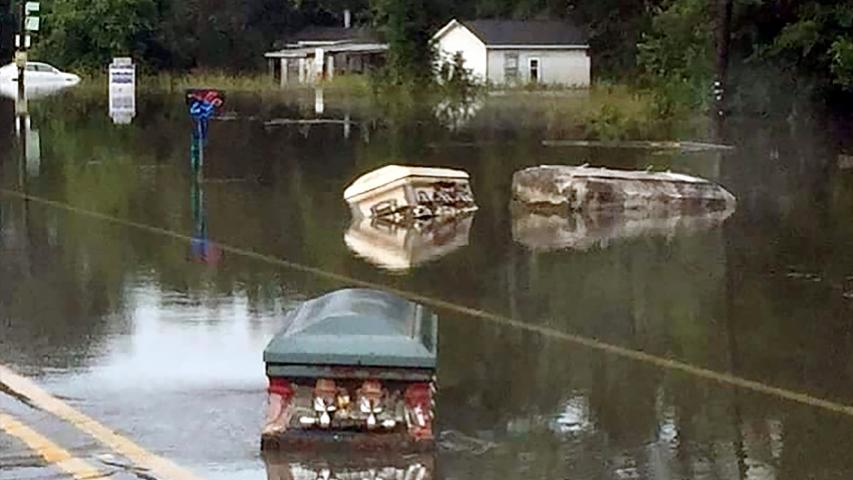 Eerie Coffins Seen Floating Through Flooded Louisiana Streets