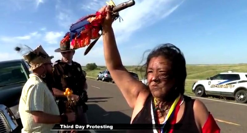 Native American protester