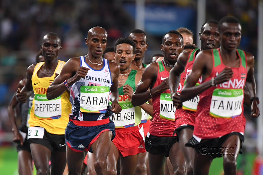 Britain's Mo Farah competes in the Men's 10,000m during the athletics event at the