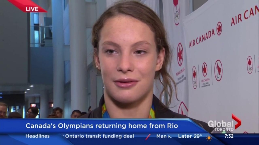 CP NewsAlert:Swimmer Penny Oleksiak will carry flag into Olympic closing ceremony