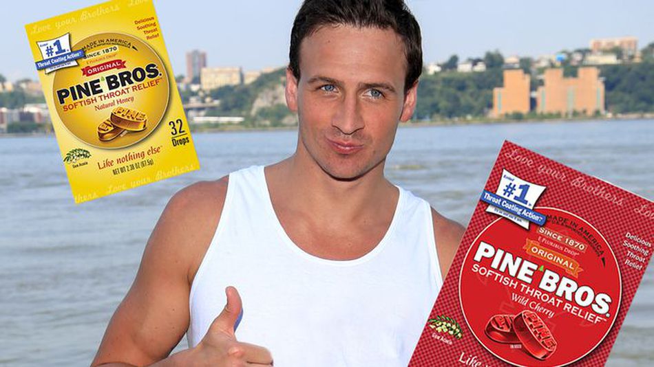 Olympic bro Ryan Lochte with some Pine Bros. cough drops