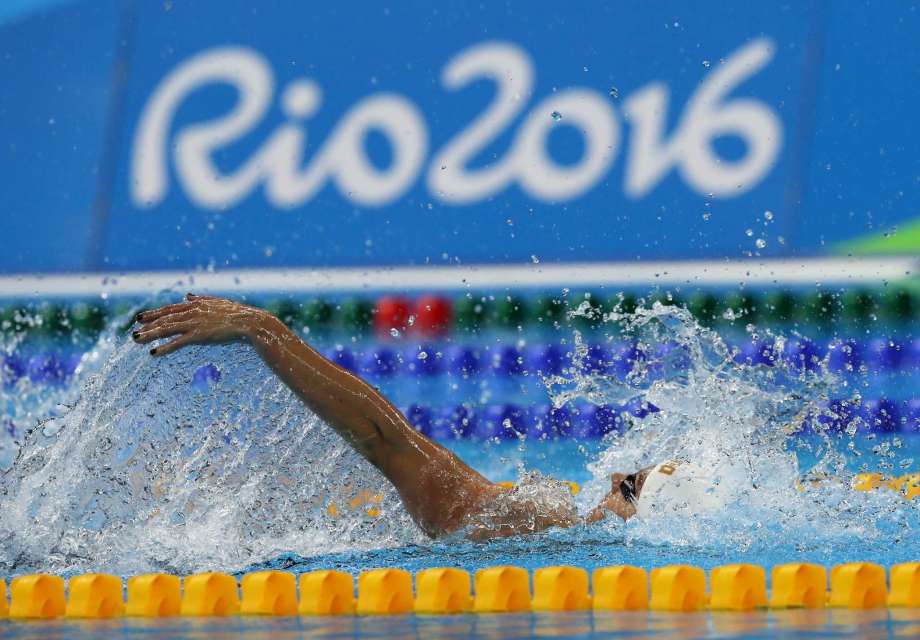 Hungary's Katinka Hosszu swims during a women's 200-meter backstroke heat during the swimming competitions at the 2016 Summer Olympics Thursday Aug. 11 2016 in Rio de Janeiro Brazil