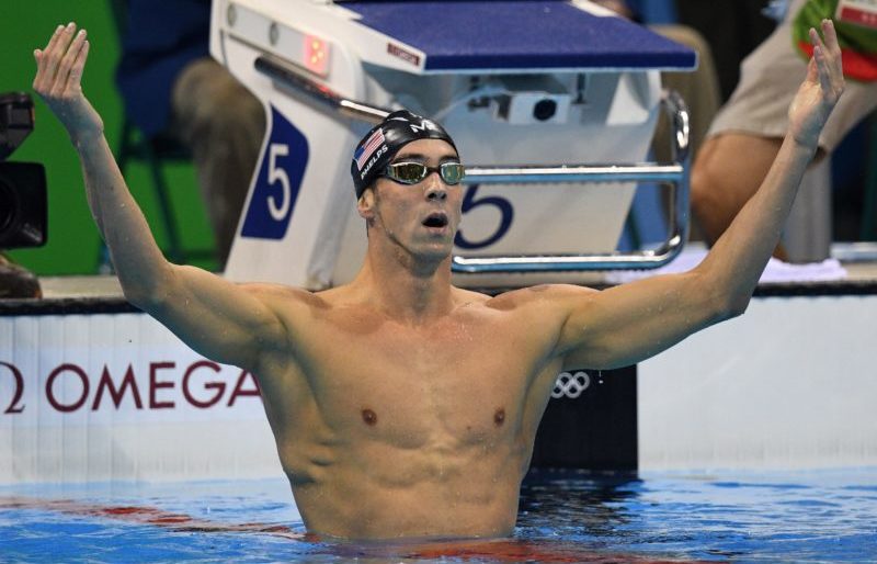 Michael Phelps reacts to his win in the men's 200-meter butterfly giving him his 20th career Olympic gold medal