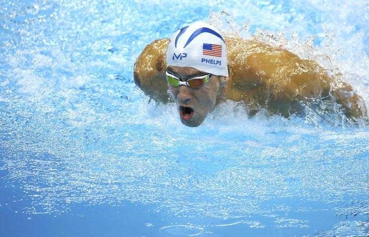 2016 Rio Olympics- Swimming- Preliminary- Men's 200m Butterfly- Heats- Olympic Aquatics Stadium- Rio de Janeiro Brazil- 08/08/2016. Michael Phelps of USA competes. REUTERS  Jeremy Lee