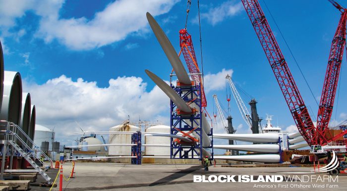 Deepwater Wind which is building the 30-MW Block Island Wind Farm offshore Rhode Island said on July 25 that its wind farm remains on schedule to be fully built this summer and commissioned this fall. Courtesy Deepwater Wind