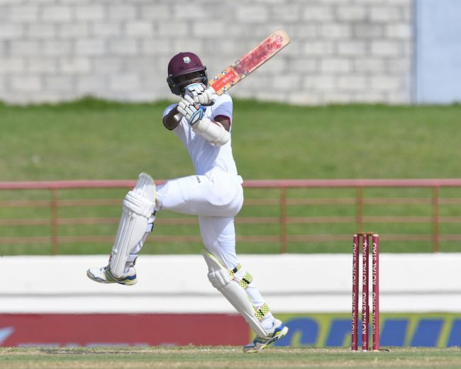 Opener Kraigg Brathwaite on the go during his unbeaten half-century