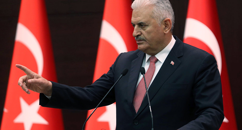 Turkish Prime Minister Binali Yildirim at the Cankaya Palace in Ankara