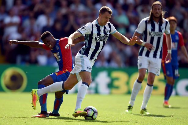 Jonny Evans during the match against Palace