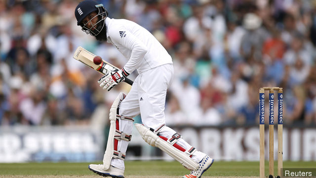 England's Moeen Ali in action