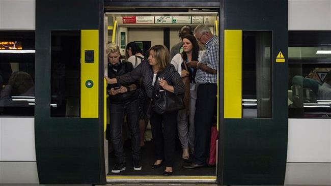 Passengers on board a Southern train in London's Victoria Station