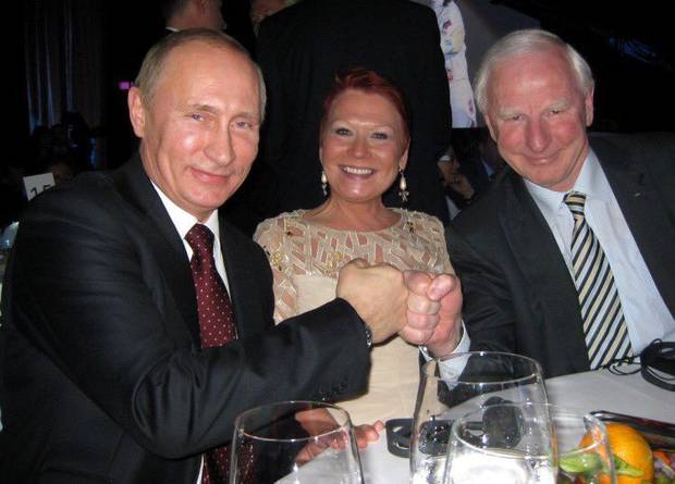 Pat Hickey and his wife Sylviane with Russian president Vladimir Putin in Moscow in 2014