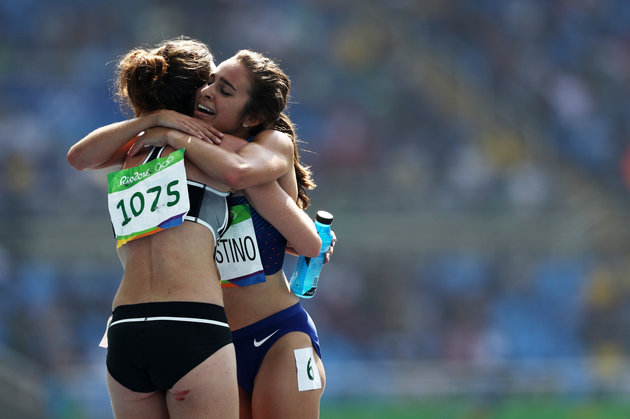 Patrick Smith via Getty Images
Abbey D'Agostino of the United States and Nikki Hamblin of New Zealand have inspired the story of Rio