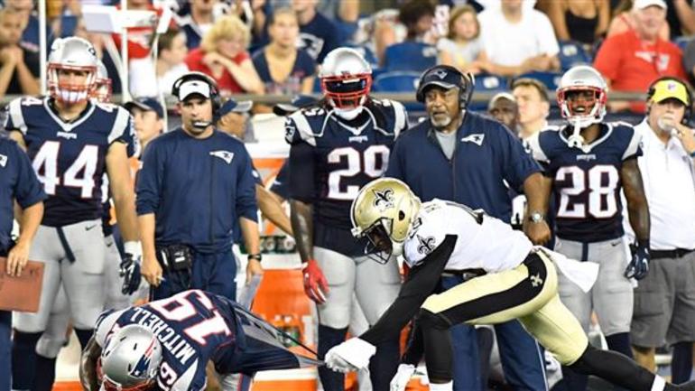 Paralyzed ex-Rutgers player Eric LeGrand visits Patriots-Saints joint practice