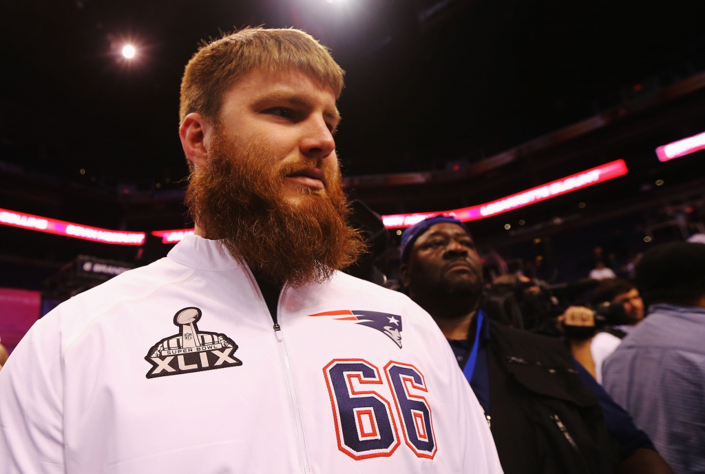 Patriots center Bryan Stork addresses the media at Super Bowl XLIX Media Day