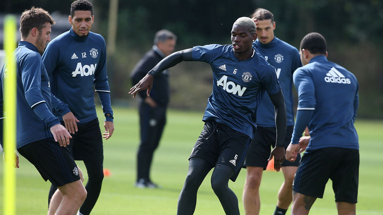 Paul Pogba trained with his Manchester United team-mates on Friday