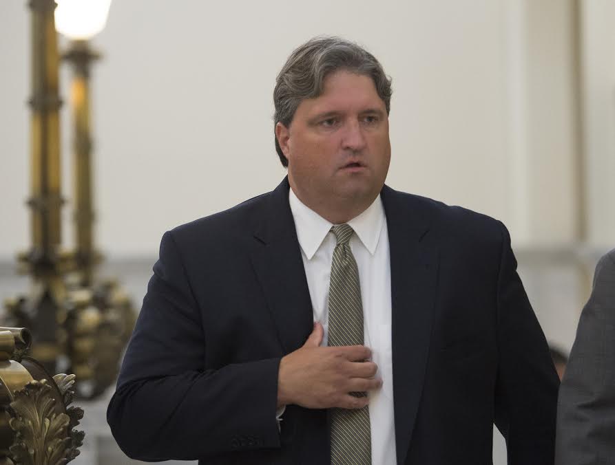 Former PA First Deputy Attorney General Bruce Beemer arrives in Montgomery County Courthouse to continue his tesitimony in the trail of of PA Attoryney General Kathleen Kane