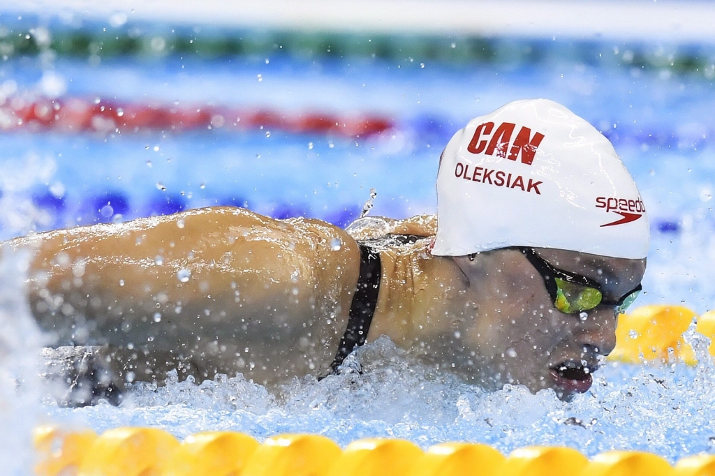 Penny Oleksiak anchored the women's relay team which captured bronze. THE CANADIAN PRESS  Frank Gunn