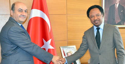 Sen. Shehu Sani with Ambassador of Turkey Ambassador Hakan Cakil during the Senator's visit to condole the Ambassador over the recent coup attempt in that country in Abuja on Thursday 5397/28/7/2016/JAU  BJO  NAN