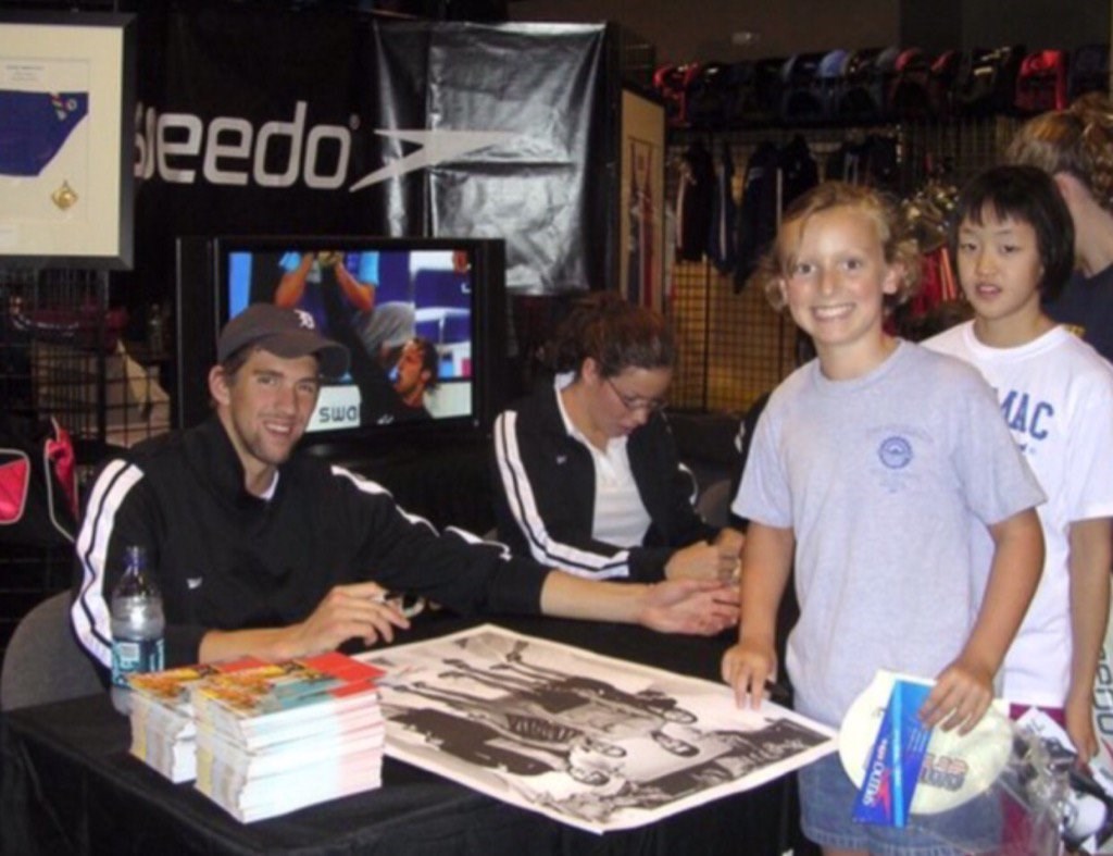 Photos: Young Katie Ledecky meets Michael Phelps and Michael Jordan