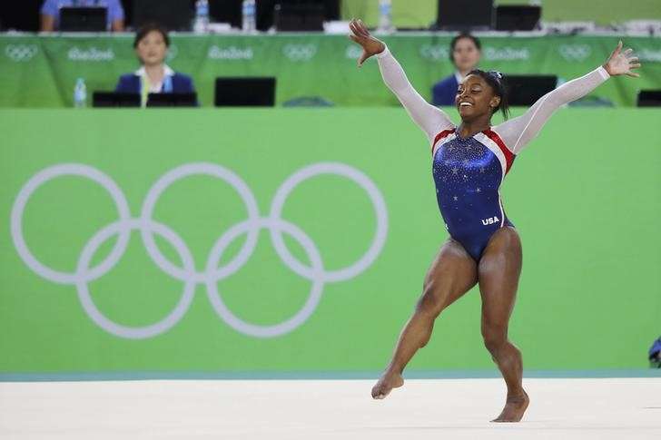 2016 Rio Olympics- Artistic Gymnastics- Final- Women's Individual All Around Final- Rio Olympic Arena- Rio de Janeiro Brazil- 11/08/2016. Simone Biles of USA competes on the floor during the women's individual All Around final. REUTERS  Mike B