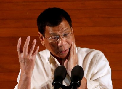 Philippine President Rodrigo Duterte speaks during his first State of the Nation Address at the Philippine Congress in Quezon city Metro Manila Philippines