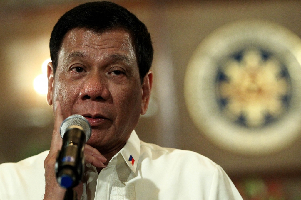 President Rodrigo R. Duterte answers queries from members of the media after administering the oath of office for the newly-appointed undersecretaries of different government agencies at the Rizal Hall of the Malacañan Palace