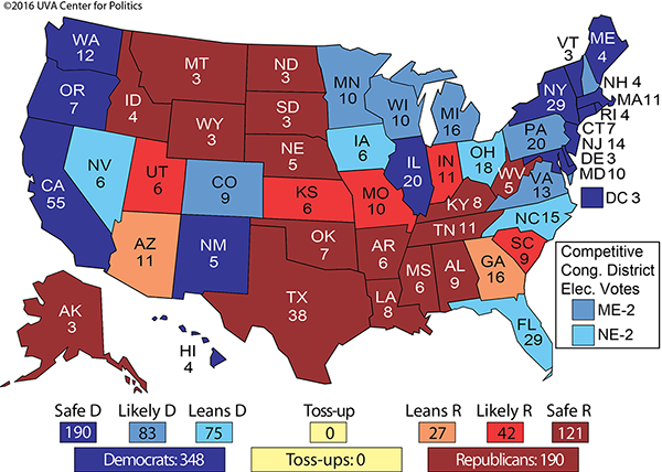 Center for Politics Electoral College map