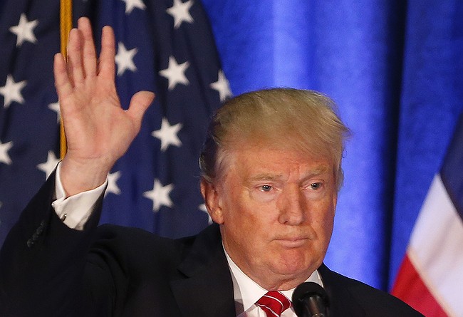 Gerald Herbert- Republican Presidential candidate Donald Trump speaks in Youngstown Ohio Monday Aug. 15 2016