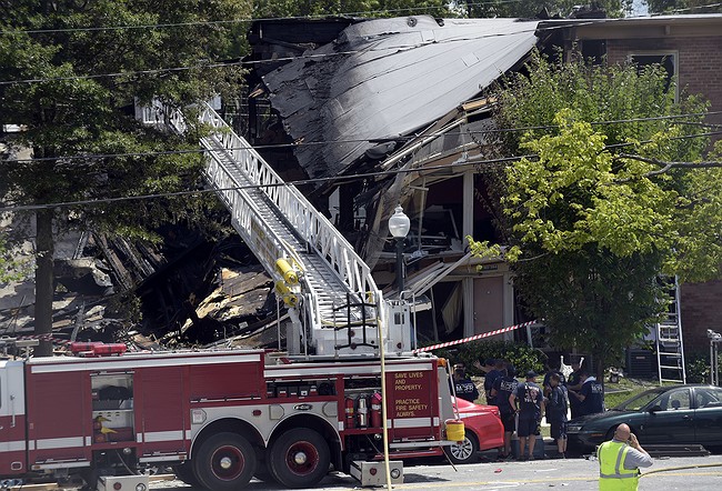 Susan Walsh- The scene of an apartment building fire in Silver Spring Md. Thursday Aug. 11 2016