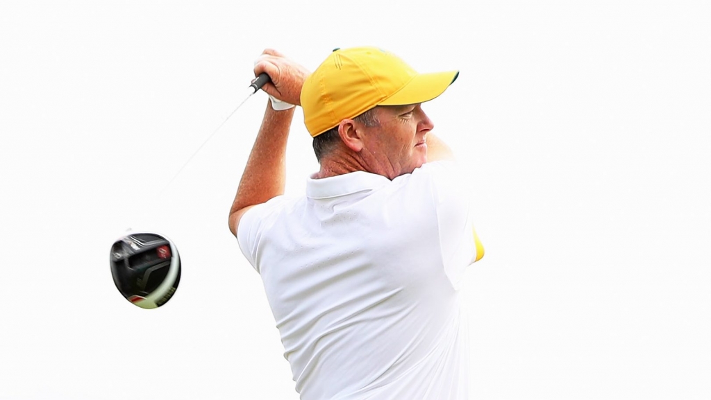 RIO DE JANEIRO BRAZIL- AUGUST 09 Martin Kaymer of Germany walks to a green with his caddie Craig Connelly during a practice round on Day 4 of the Rio 2016 Olympic Games at Olympic Golf Course