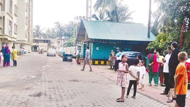 Residents of an apartment in Bhubaneswar stand in the open after the tremors on Wednesday | Express