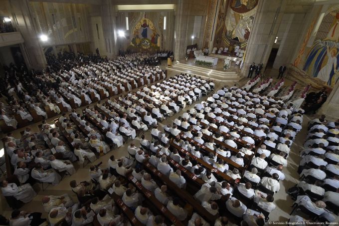 Pope Francis celebrates Mass at the St. John Paul II shrine in Krakow Poland