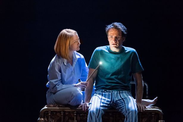 Poppy Miller as Ginny Potter and Jamie Parker as Harry Potter in the new stage play Harry Potter And The Cursed Child