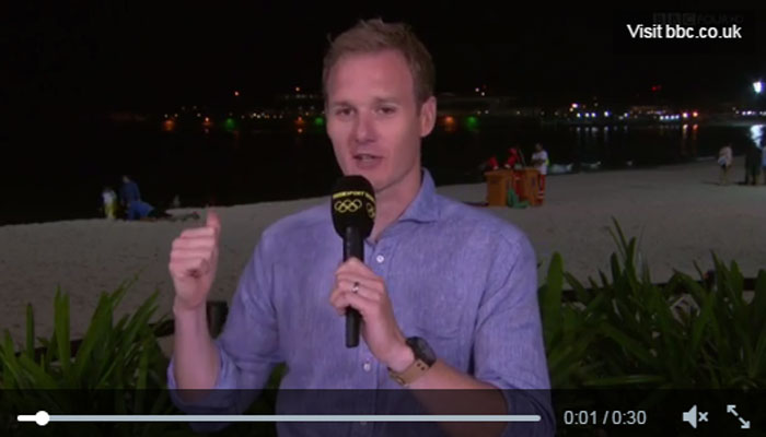 VIDEO SERIOUSLY! Couple caught having sex as BBC journalist reports on Olympics from beach