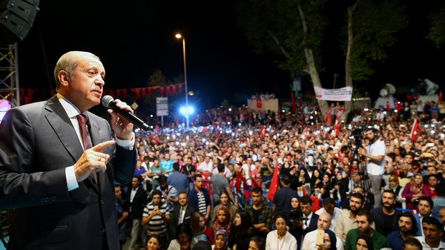 President Tayyip Erdogan speaks at a rally in Istanbul