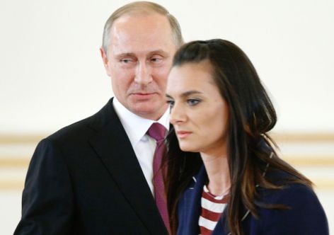 President Vladimir Putin and Russian pole vaulter Yelena Isinbayeva