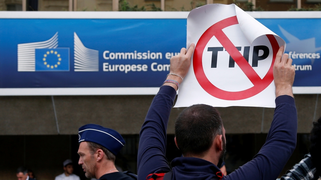 Protests against TTIP were held in Brussels in July