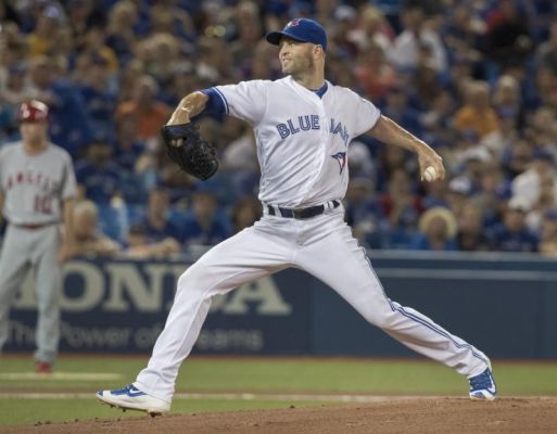 Toronto Blue Jays starting pitcher J.A. Happ throws