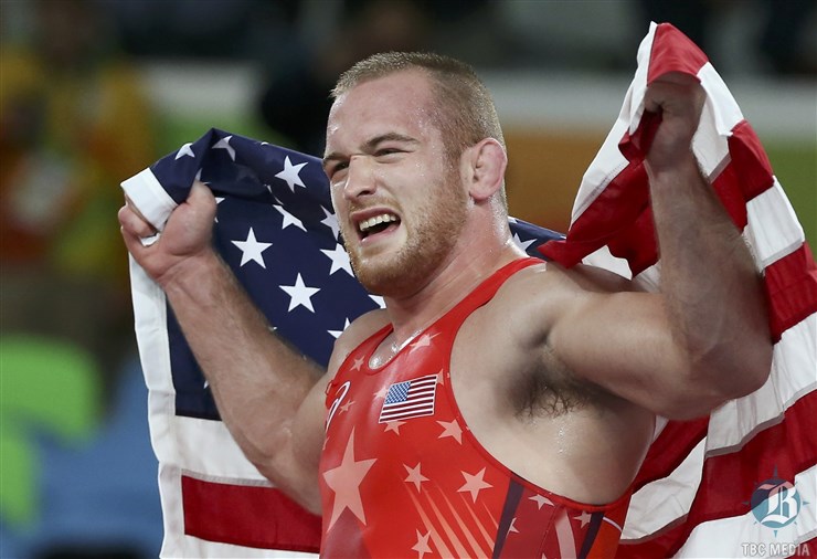 REUTERS   Kyle Snyder of the U.S. celebrates winning the 97-kilogram gold medal in wrestling on Sunday