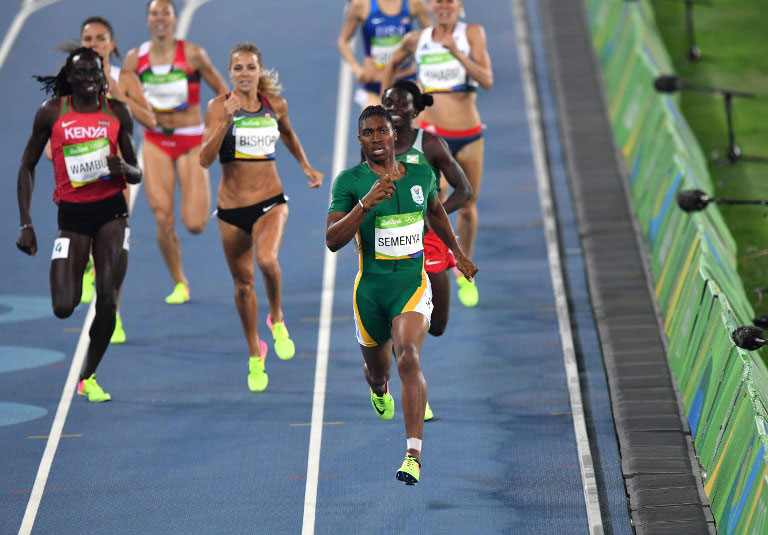 South Africa's Caster Semenya runs to win the Women's 800m Final during the athletics