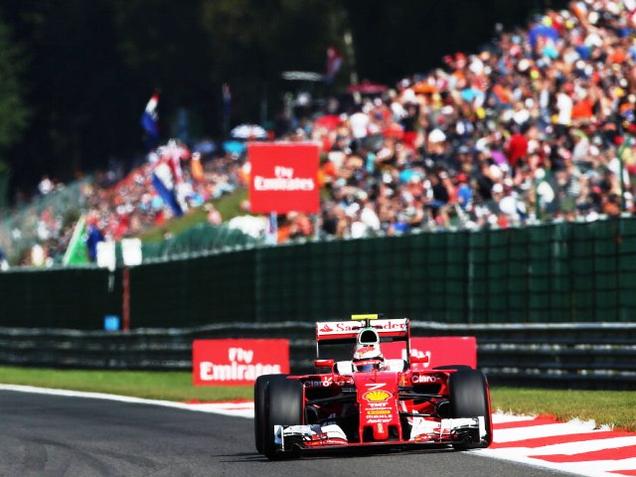 Kimi Raikkonen of Finland during final practice for the Formula One Grand Prix of Belgium at Circuit de Spa Francorchamps on in Spa Belgium on Saturday